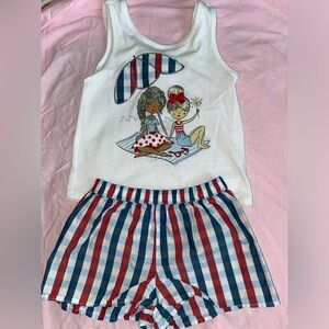 Red, white and blue girls Tank set with shorts. Size 5/6